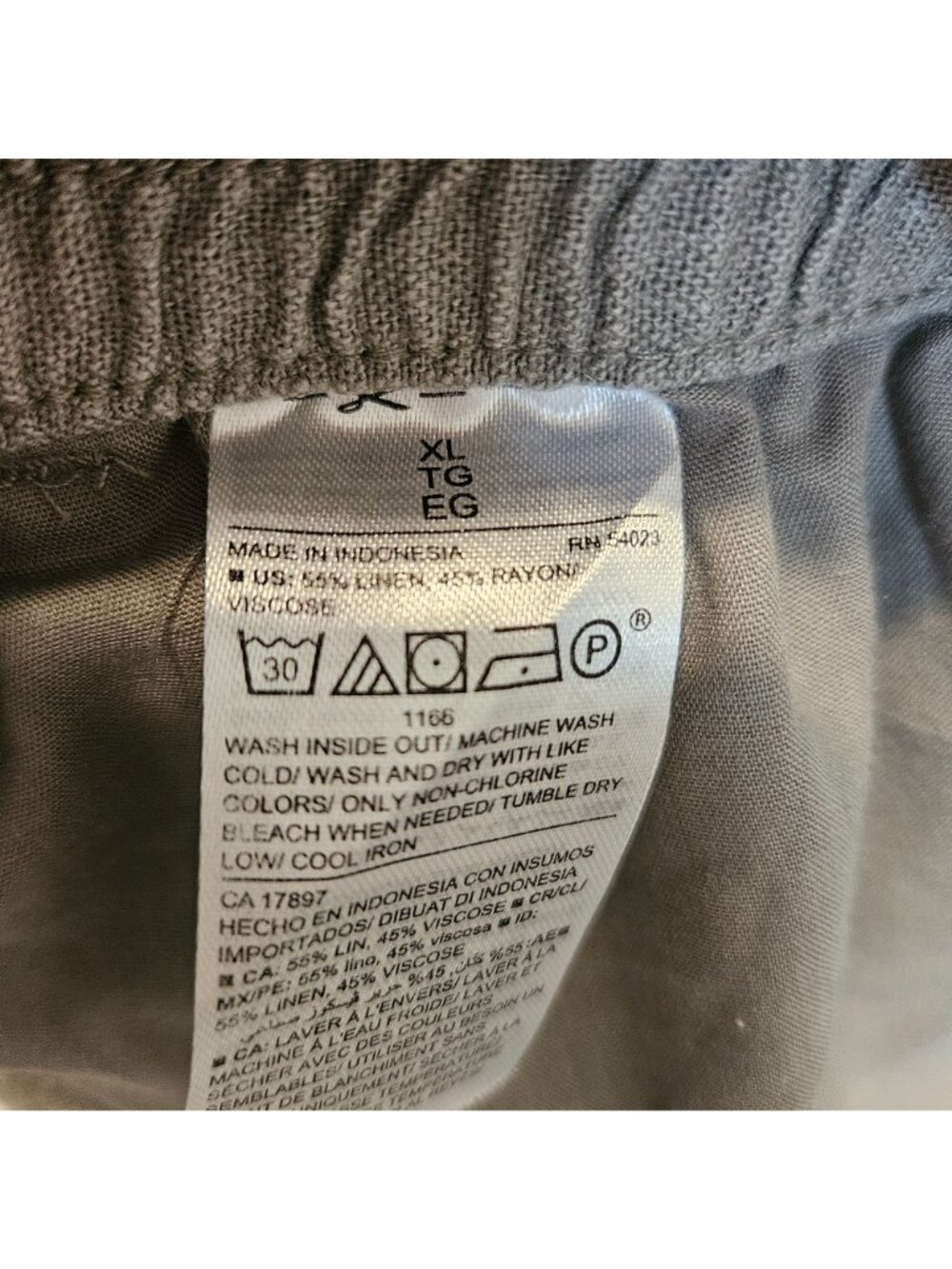 Old Navy High-Waisted Linen Blend Wide Leg Moss Green Gray Pants Size XL - Picture 4 of 4